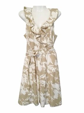 New Ann Taylor Sleeveless Dress Ruffle Neckline Tie Front Size4